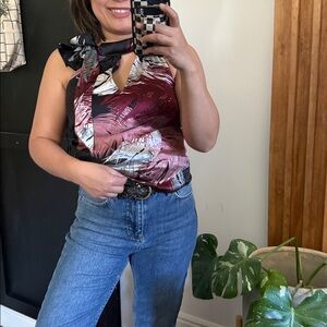 Vintage Cache 95% Silk Halter Tie Y2k Tank. S